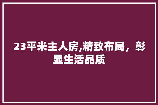 23平米主人房,精致布局，彰显生活品质