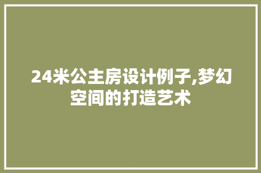 24米公主房设计例子,梦幻空间的打造艺术