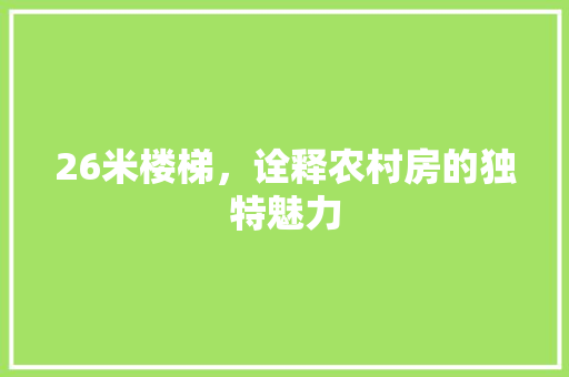 26米楼梯，诠释农村房的独特魅力