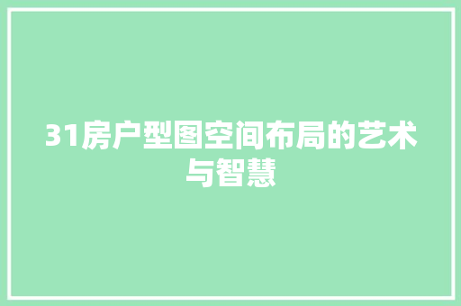 31房户型图空间布局的艺术与智慧