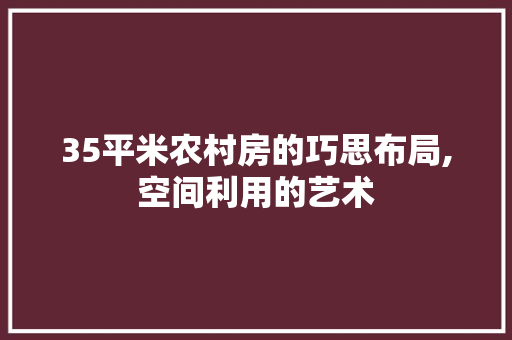 35平米农村房的巧思布局,空间利用的艺术