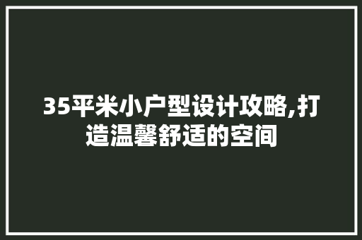 35平米小户型设计攻略,打造温馨舒适的空间