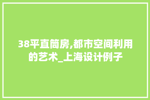 38平直筒房,都市空间利用的艺术_上海设计例子
