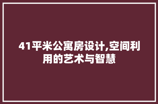 41平米公寓房设计,空间利用的艺术与智慧