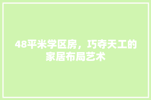 48平米学区房，巧夺天工的家居布局艺术