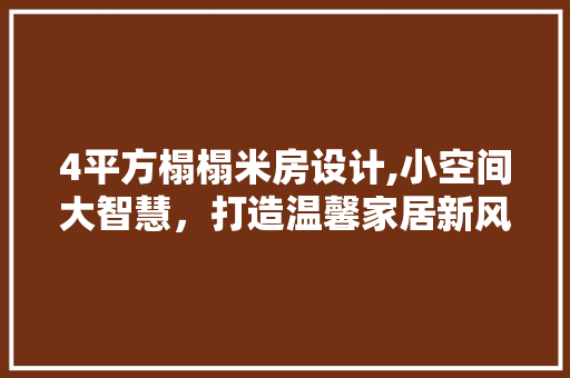 4平方榻榻米房设计,小空间大智慧，打造温馨家居新风尚