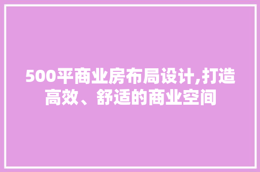 500平商业房布局设计,打造高效、舒适的商业空间