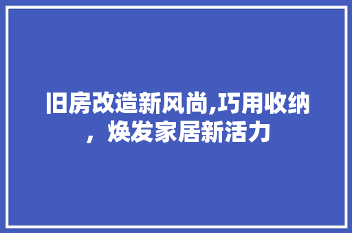 旧房改造新风尚,巧用收纳，焕发家居新活力