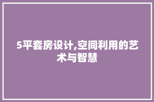 5平套房设计,空间利用的艺术与智慧