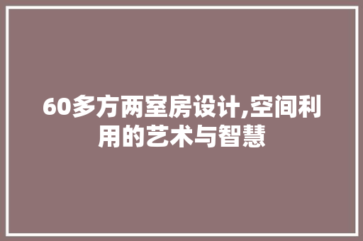 60多方两室房设计,空间利用的艺术与智慧