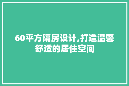60平方隔房设计,打造温馨舒适的居住空间