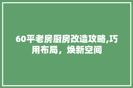 60平老房厨房改造攻略,巧用布局，焕新空间