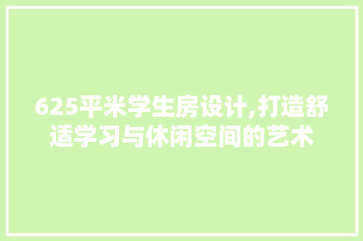 625平米学生房设计,打造舒适学习与休闲空间的艺术