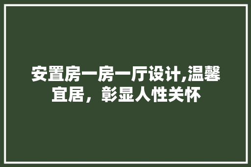 安置房一房一厅设计,温馨宜居，彰显人性关怀