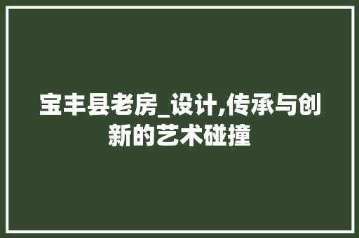 宝丰县老房_设计,传承与创新的艺术碰撞