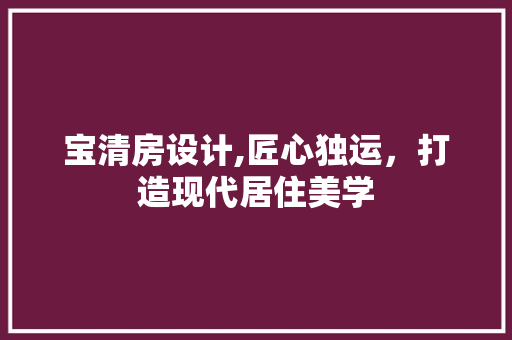 宝清房设计,匠心独运，打造现代居住美学