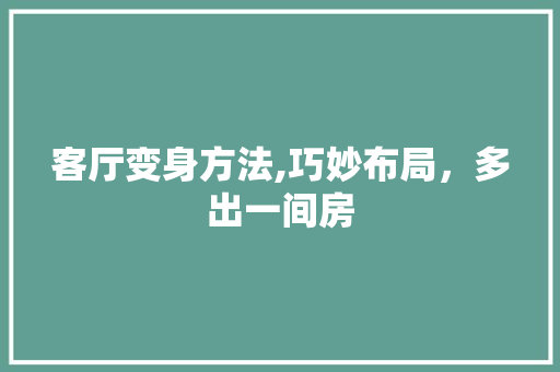客厅变身方法,巧妙布局，多出一间房