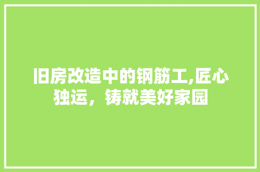 旧房改造中的钢筋工,匠心独运，铸就美好家园