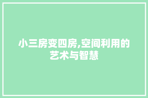 小三房变四房,空间利用的艺术与智慧