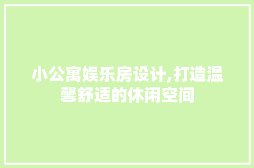 小公寓娱乐房设计,打造温馨舒适的休闲空间