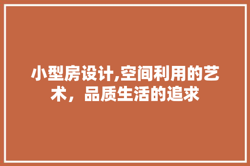 小型房设计,空间利用的艺术，品质生活的追求
