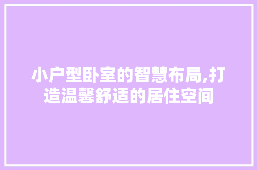 小户型卧室的智慧布局,打造温馨舒适的居住空间