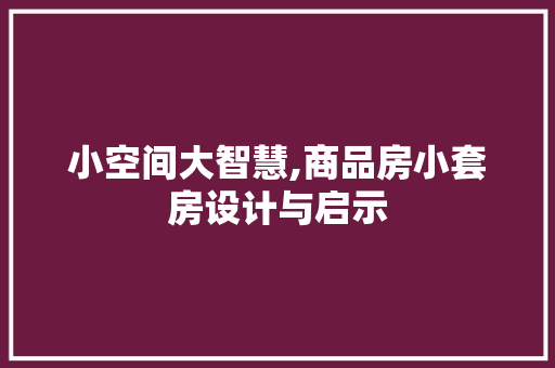 小空间大智慧,商品房小套房设计与启示