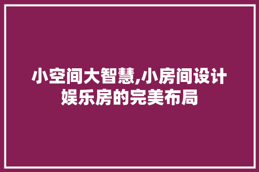 小空间大智慧,小房间设计娱乐房的完美布局