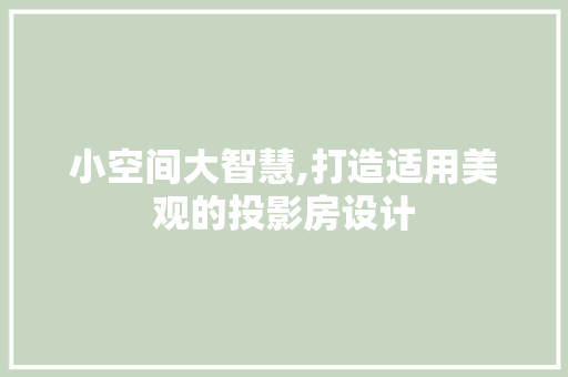 小空间大智慧,打造适用美观的投影房设计