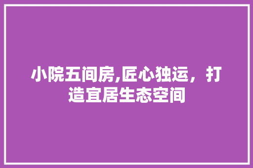 小院五间房,匠心独运，打造宜居生态空间