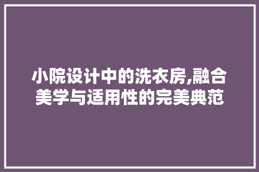 小院设计中的洗衣房,融合美学与适用性的完美典范