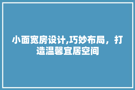 小面宽房设计,巧妙布局，打造温馨宜居空间