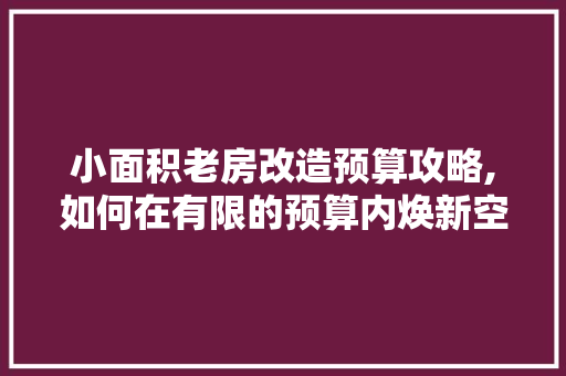 小面积老房改造预算攻略,如何在有限的预算内焕新空间
