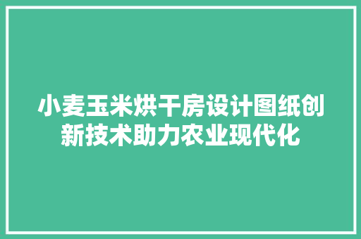 小麦玉米烘干房设计图纸创新技术助力农业现代化