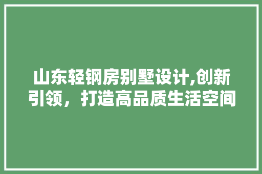 山东轻钢房别墅设计,创新引领，打造高品质生活空间