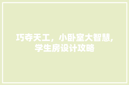巧夺天工，小卧室大智慧,学生房设计攻略
