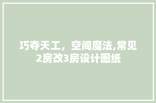 巧夺天工，空间魔法,常见2房改3房设计图纸