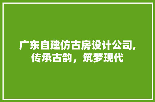 广东自建仿古房设计公司,传承古韵，筑梦现代
