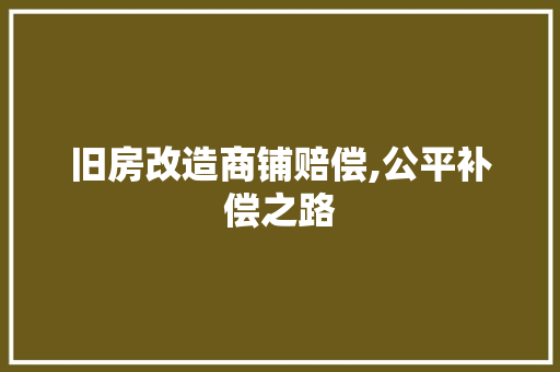 旧房改造商铺赔偿,公平补偿之路