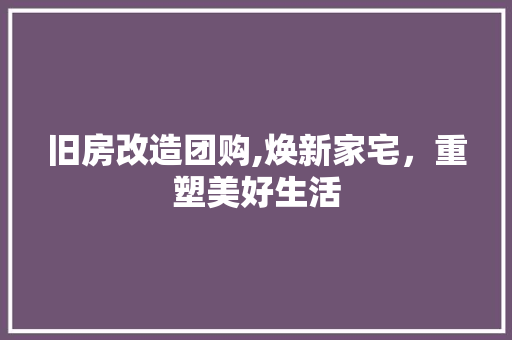 旧房改造团购,焕新家宅，重塑美好生活