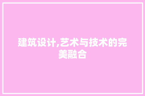 建筑设计,艺术与技术的完美融合