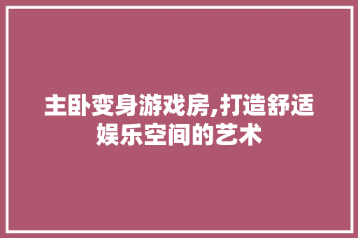 主卧变身游戏房,打造舒适娱乐空间的艺术