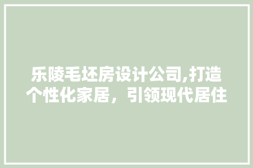 乐陵毛坯房设计公司,打造个性化家居，引领现代居住潮流