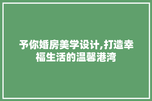 予你婚房美学设计,打造幸福生活的温馨港湾