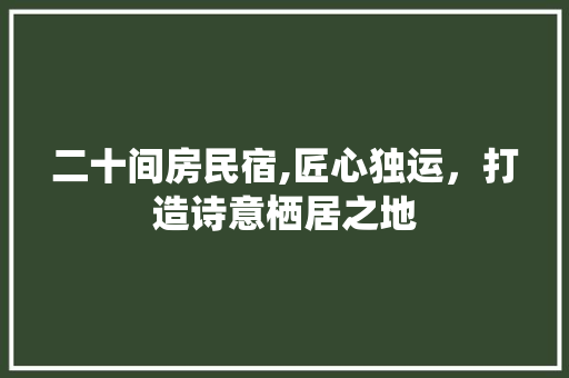 二十间房民宿,匠心独运，打造诗意栖居之地