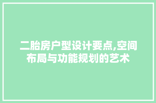 二胎房户型设计要点,空间布局与功能规划的艺术