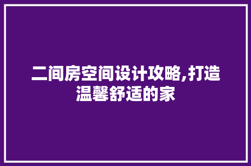 二间房空间设计攻略,打造温馨舒适的家