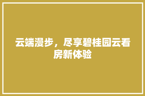 云端漫步，尽享碧桂园云看房新体验