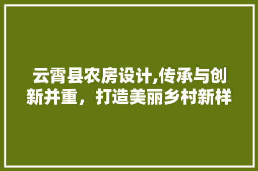 云霄县农房设计,传承与创新并重，打造美丽乡村新样板