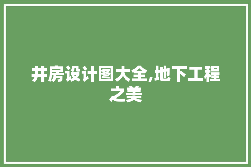 井房设计图大全,地下工程之美